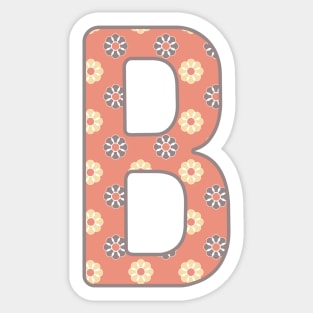 MONOGRAM LETTER B PINK FLORAL TYPOGRAPHY DESIGN Sticker